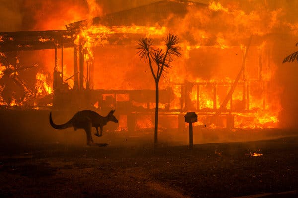 A house burning in Lake Conjola, New South Wales, on New Year’s Eve.
