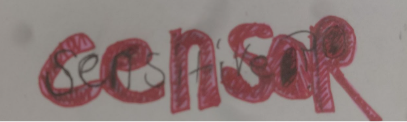  A picture of the word 'Sensitive?' being covered by the word 'Censor' to show the relationship between censorship and sensitive content in art.
